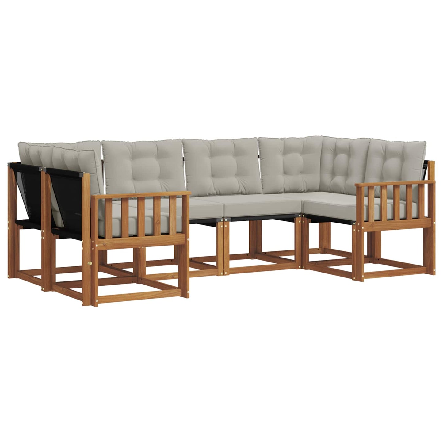 Set di divani da esterno 6 pcs Naturale e Grigio Chiaro
