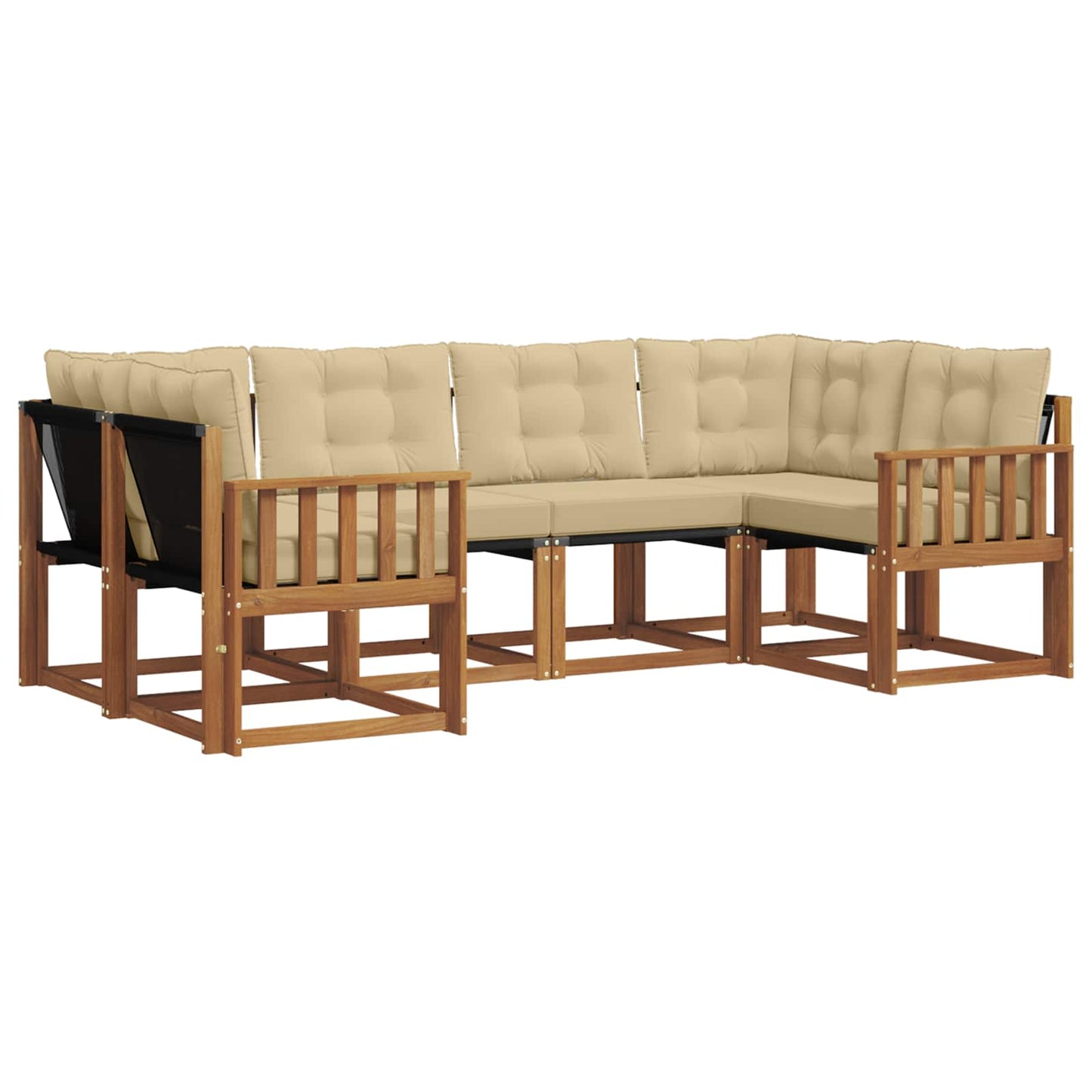 Set di divani da esterno con cuscino 6 pcs Naturale e Beige