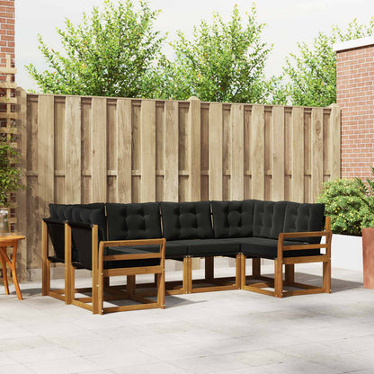Set di divani da esterno con cuscino 6 pcs Naturale e Nero | homemem39