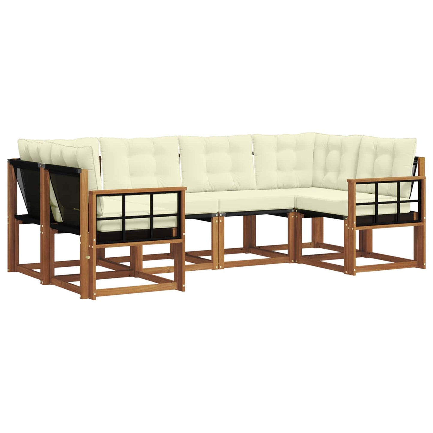 Set di divani da esterno con cuscino 6 pcs Naturale e Crema | homemem39