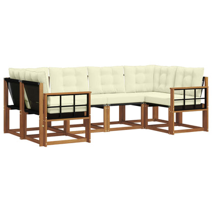 Set di divani da esterno con cuscino 6 pcs Naturale e Crema | homemem39
