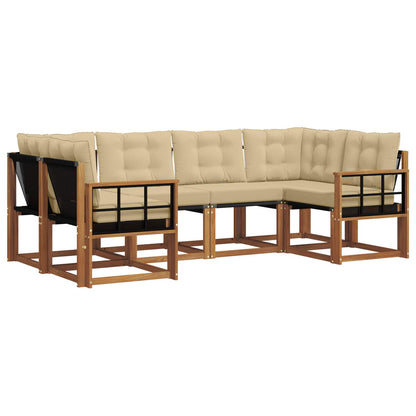 Set di divani da esterno con cuscino 6 pcs Naturale e Beige | homemem39