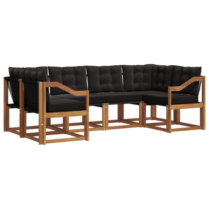 Set di divani da esterno con cuscino 6 pcs Naturale e Nero | homemem39