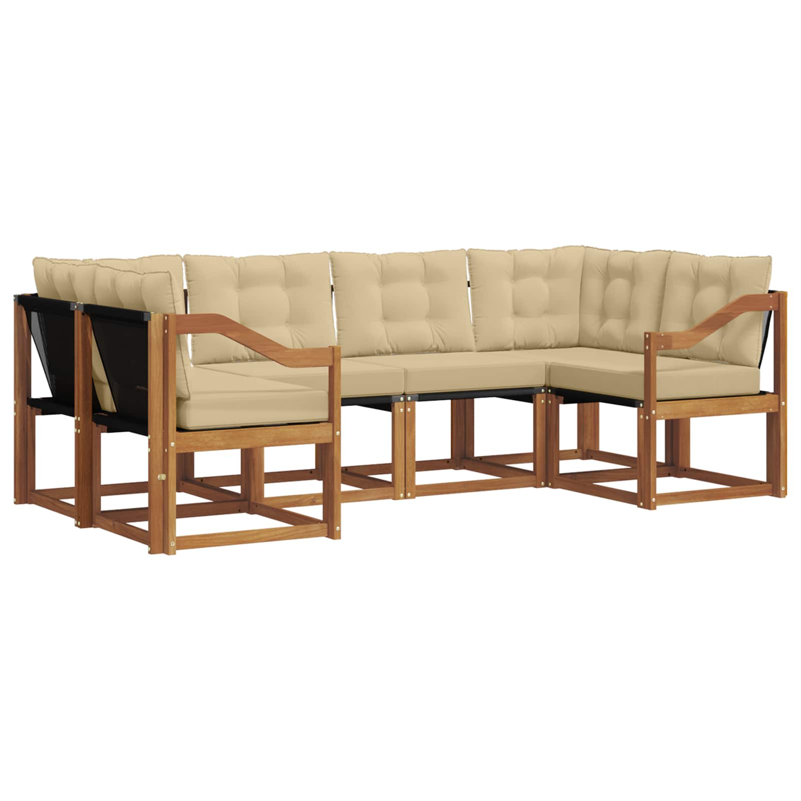 Set di divani da esterno con cuscino 6 pcs Naturale e Beige | homemem39