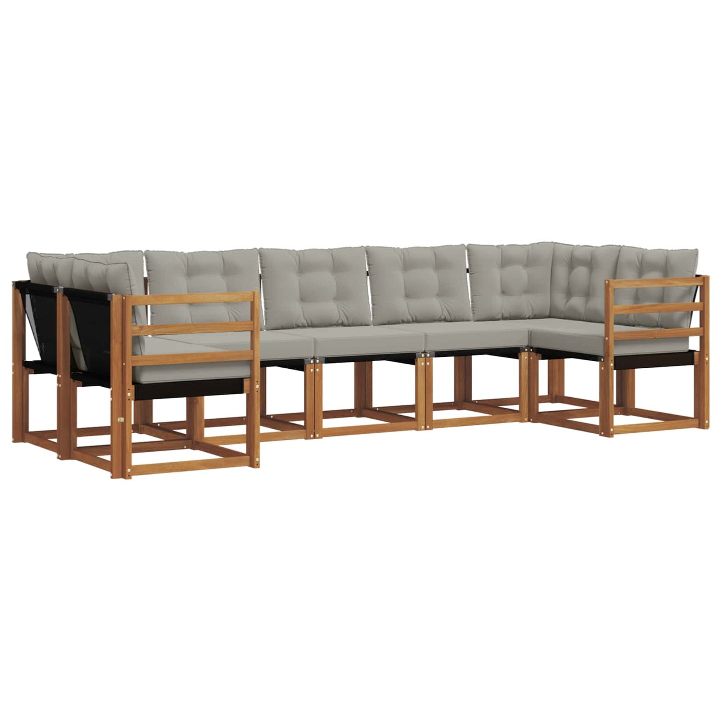 Set di divani da esterno 7 pcs Grigio Naturale e Chiaro | homemem39