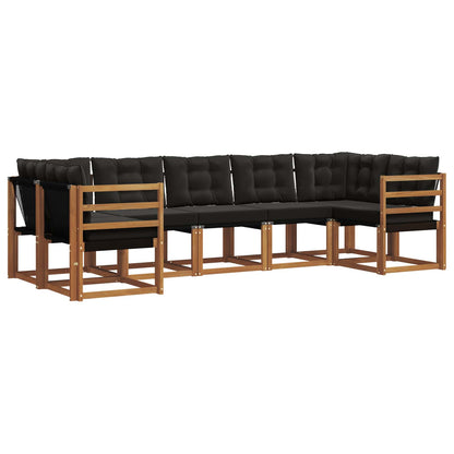 Set di divani da esterno con cuscino 7 pcs Naturale e Nero | homemem39