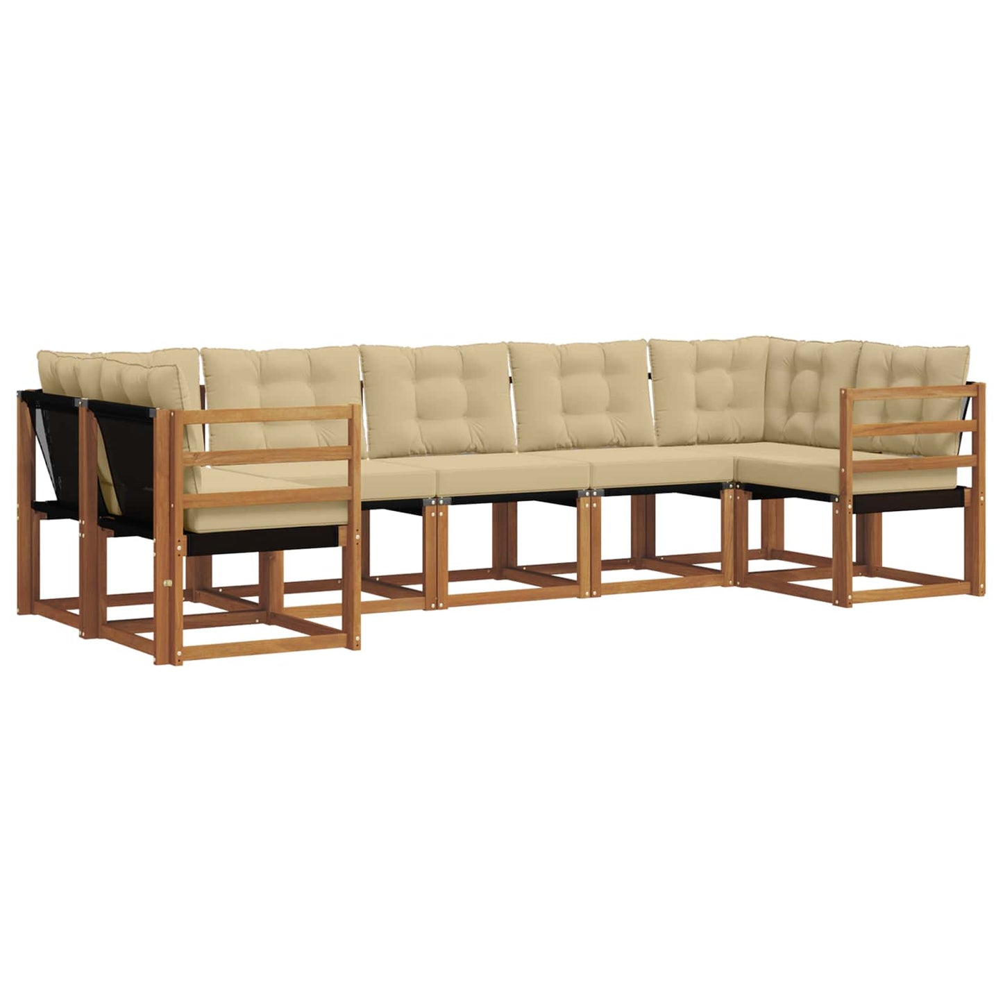 Set di divani da esterno con cuscino 7 pcs Naturale e Beige | homemem39