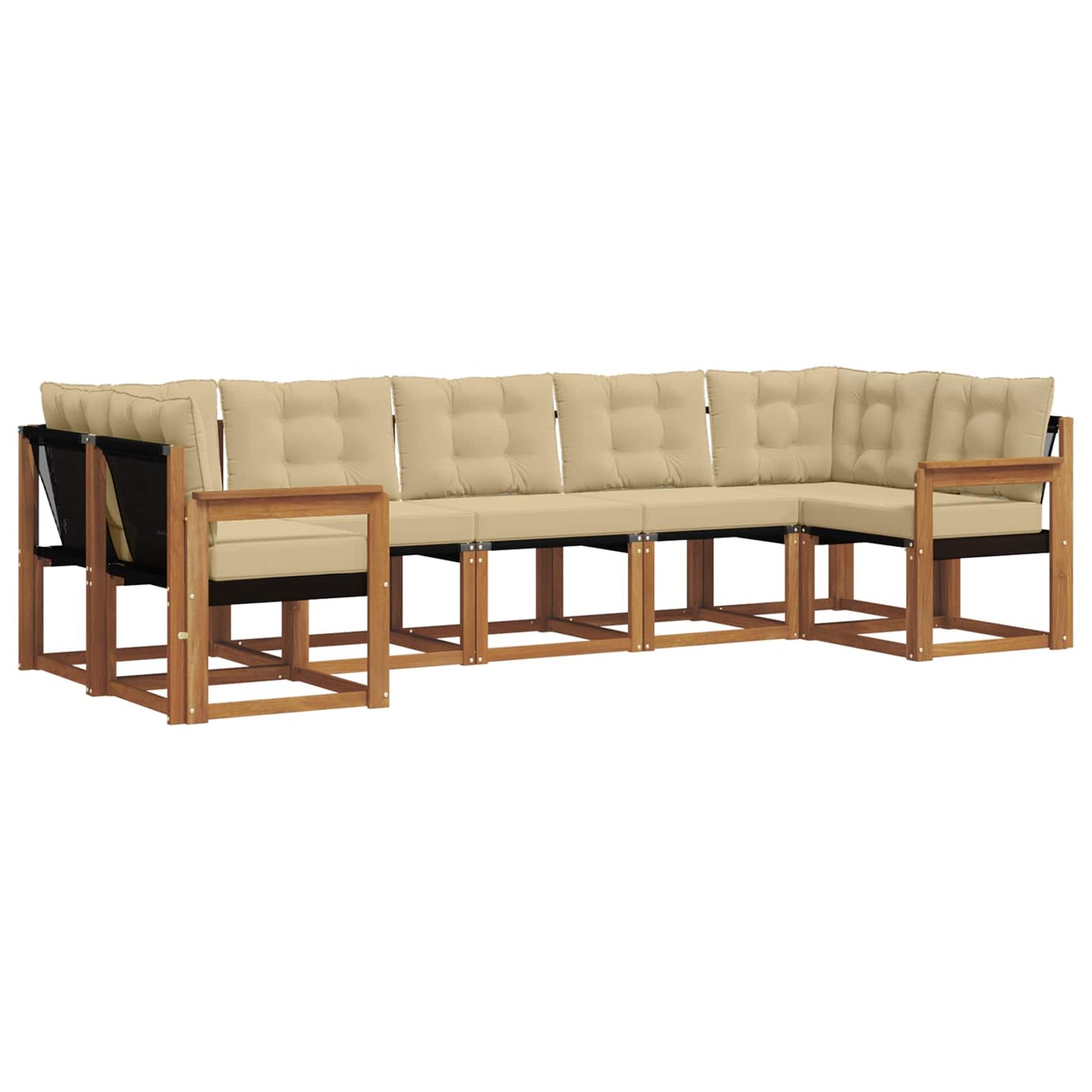 Set di divani da esterno con cuscino 7 pcs Naturale e Beige | homemem39
