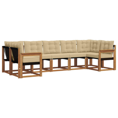 Set di divani da esterno con cuscino 7 pcs Naturale e Beige | homemem39