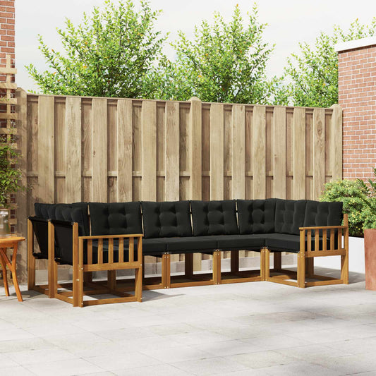 Set di divani da esterno con cuscino 7 pcs Naturale e Nero