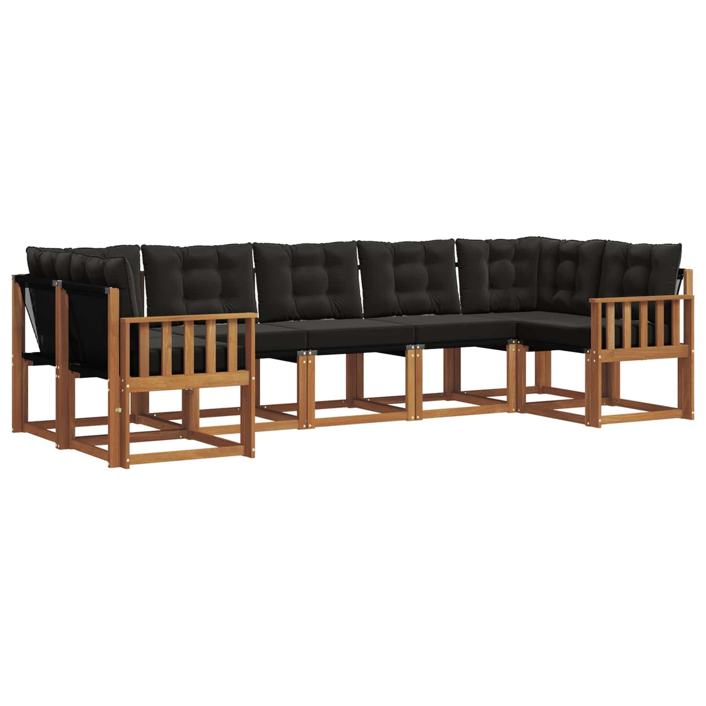 Set di divani da esterno con cuscino 7 pcs Naturale e Nero