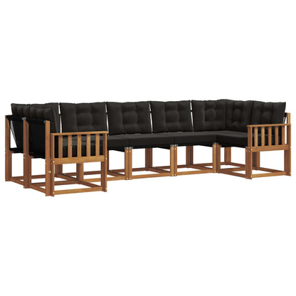 Set di divani da esterno con cuscino 7 pcs Naturale e Nero