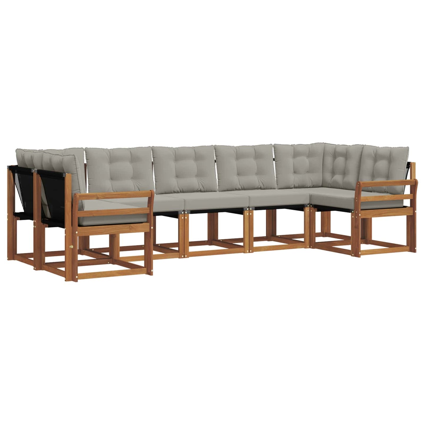 Set di divani da esterno 7 pcs Grigio Naturale e Chiaro | homemem39