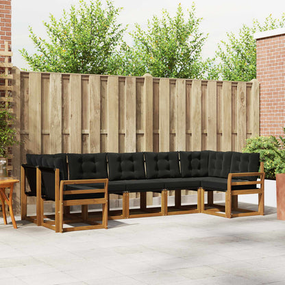 Set di divani da esterno con cuscino 7 pcs Naturale e Nero | homemem39