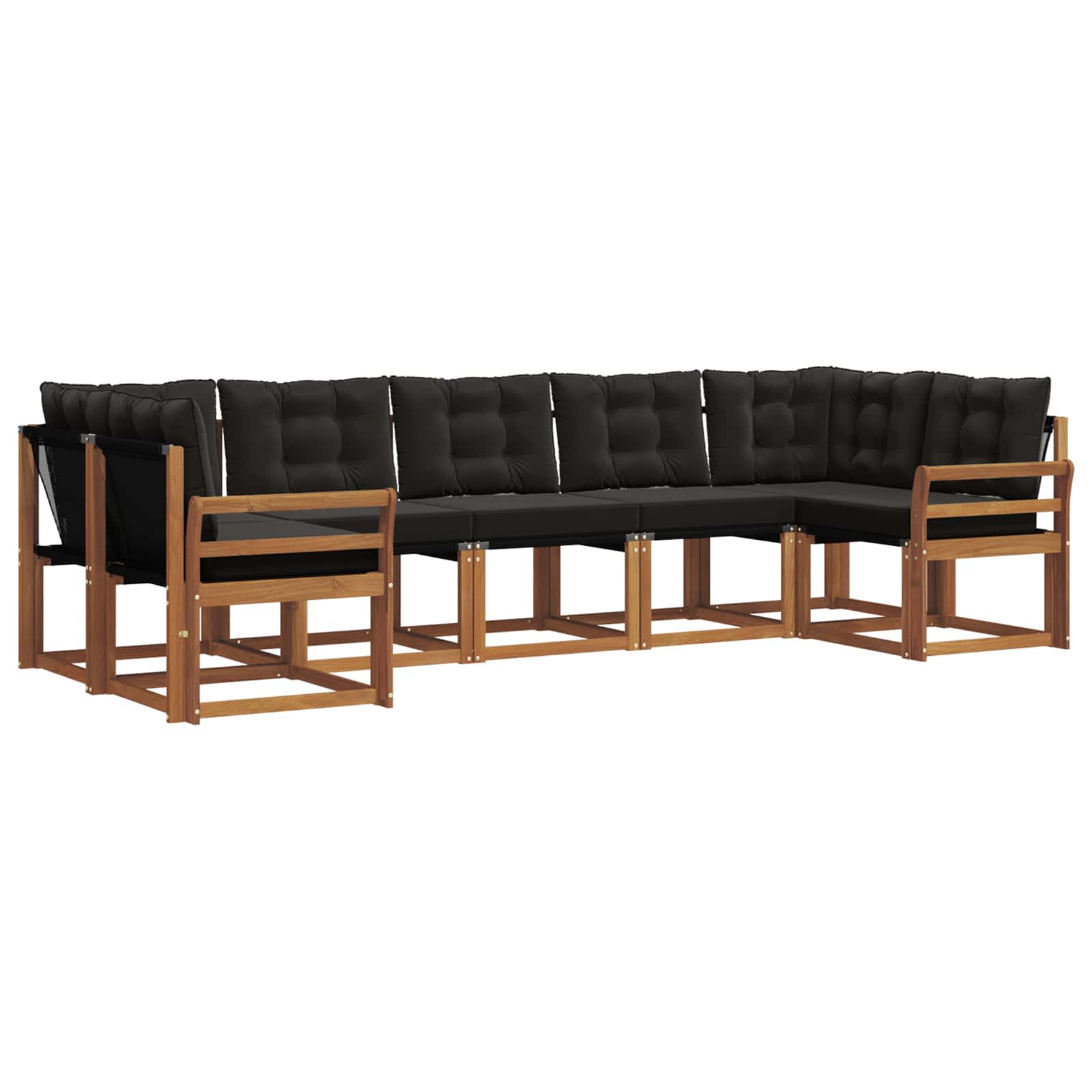 Set di divani da esterno con cuscino 7 pcs Naturale e Nero | homemem39