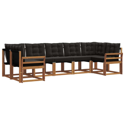 Set di divani da esterno con cuscino 7 pcs Naturale e Nero | homemem39