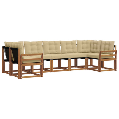 Set di divani da esterno con cuscino 7 pcs Naturale e Beige