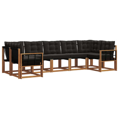 Set di divani da esterno con cuscino 7 pcs Naturale e Nero | homemem39