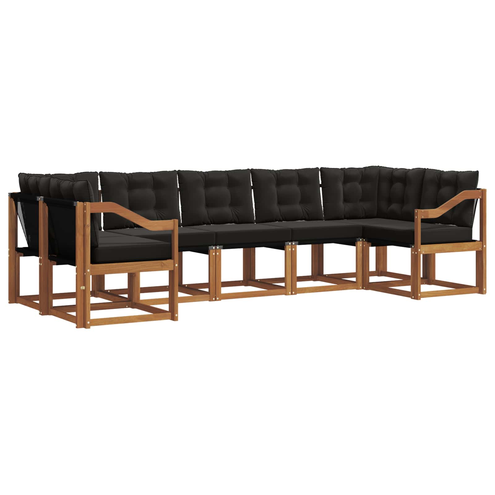 Set di divani da esterno con cuscino 7 pcs Naturale e Nero | homemem39