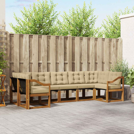 Set di divani da esterno con cuscino 7 pcs Naturale e Beige | homemem39