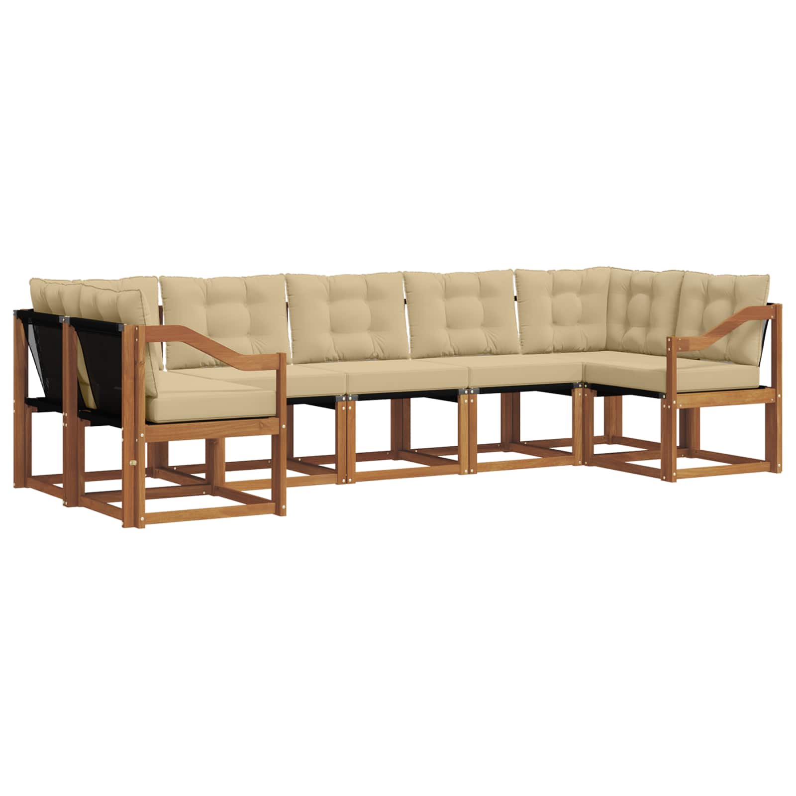 Set di divani da esterno con cuscino 7 pcs Naturale e Beige | homemem39