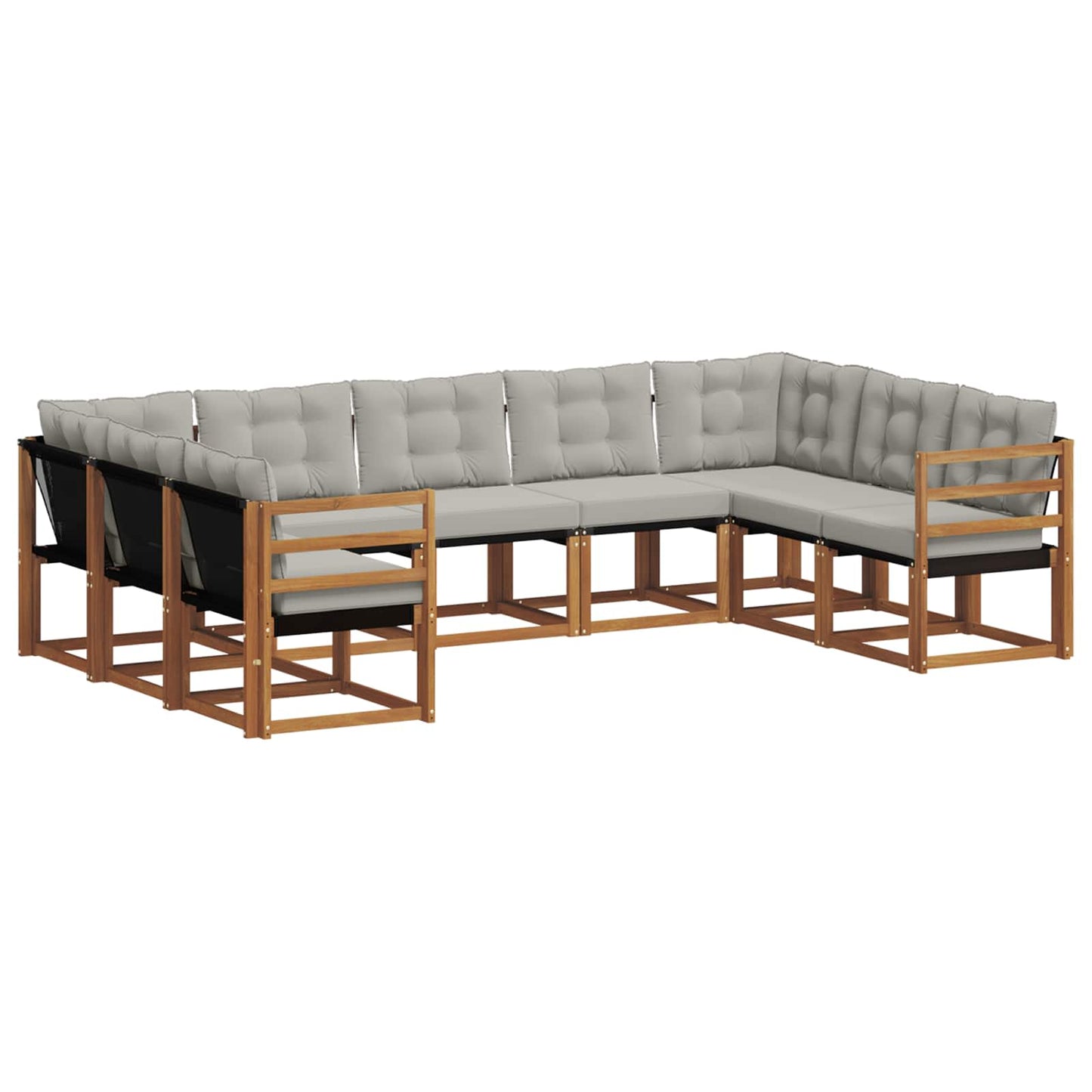 Set di divani da esterno 9 pcs Grigio Naturale e Chiaro