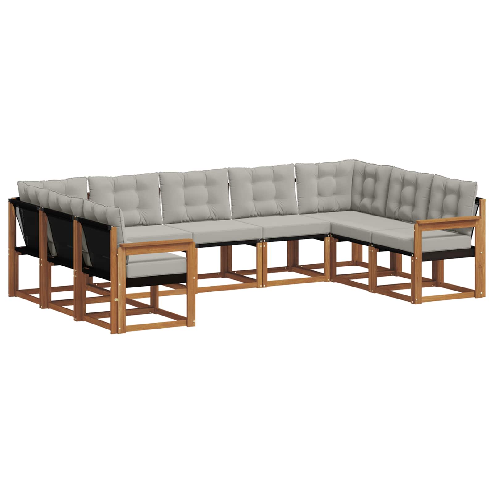 Set di divani da esterno 9 pcs Grigio Naturale e Chiaro | homemem39