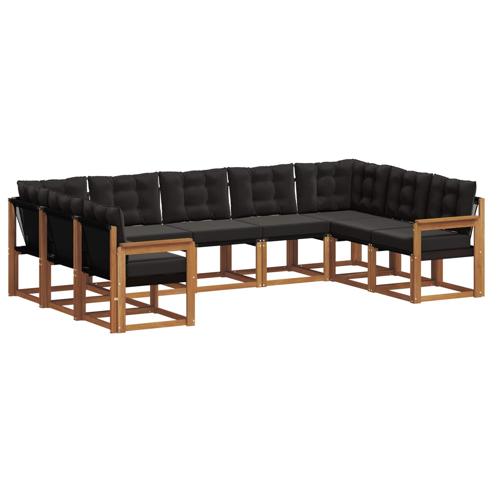Set di divani da esterno con cuscino 9 pcs Naturale e Nero | homemem39