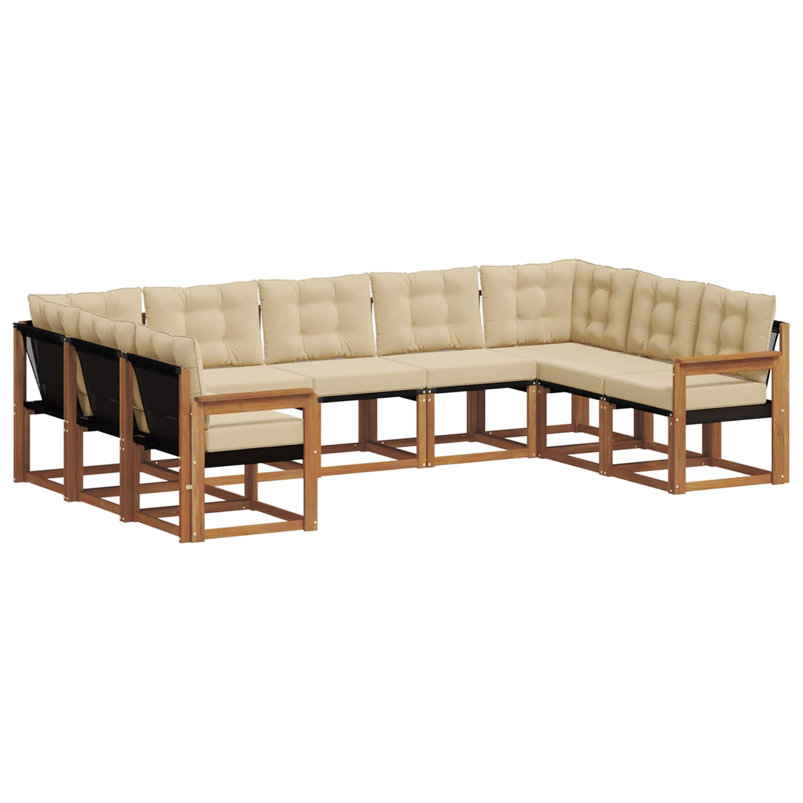 Set di divani da esterno con cuscino 9 pcs Naturale e Beige | homemem39