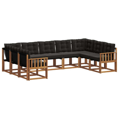 Set di divani da esterno con cuscino 9 pcs Naturale e Nero | homemem39