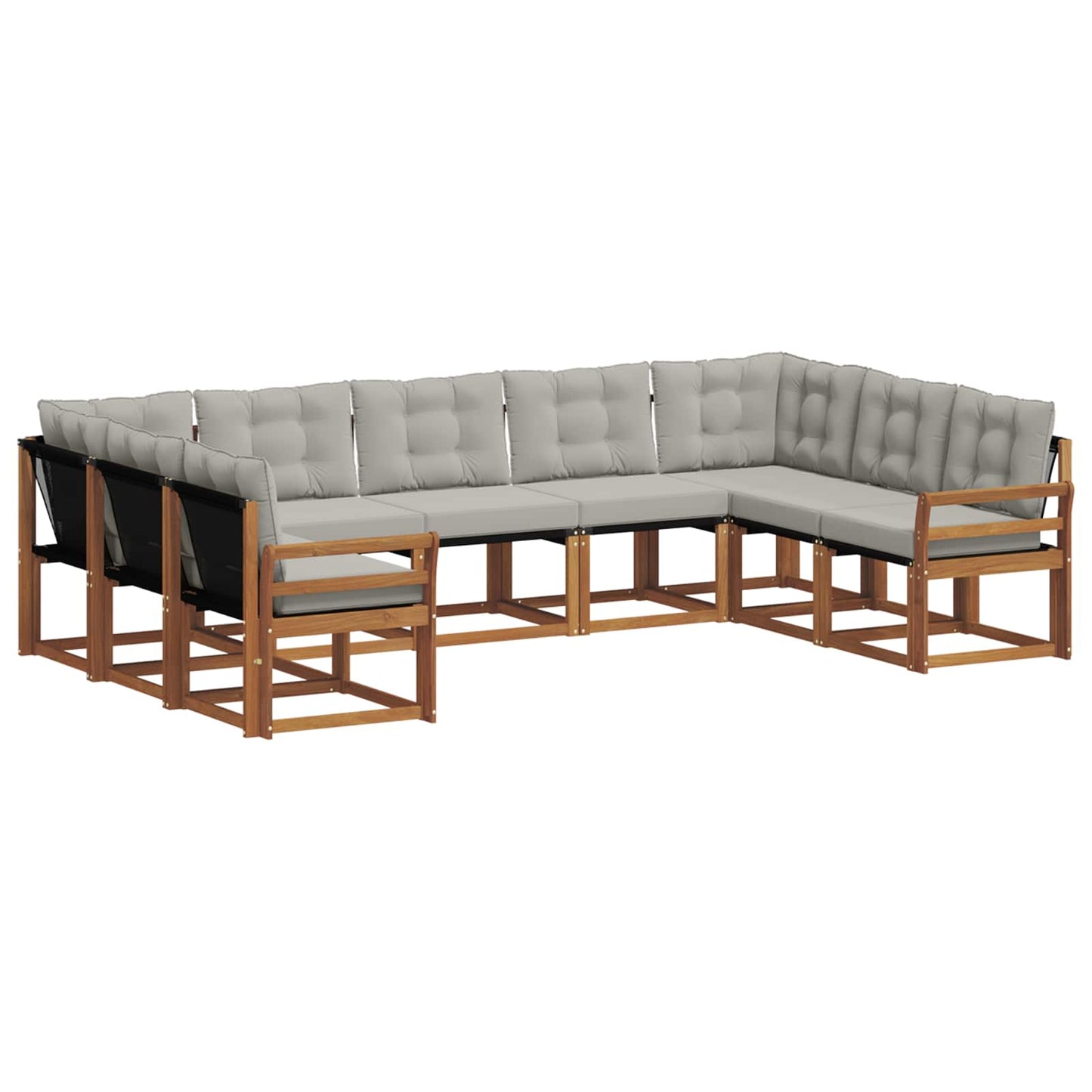 Set di divani da esterno 9 pcs Grigio Naturale e Chiaro