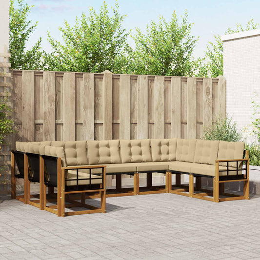 Set di divani da esterno con cuscino 9 pcs Naturale e Beige | homemem39