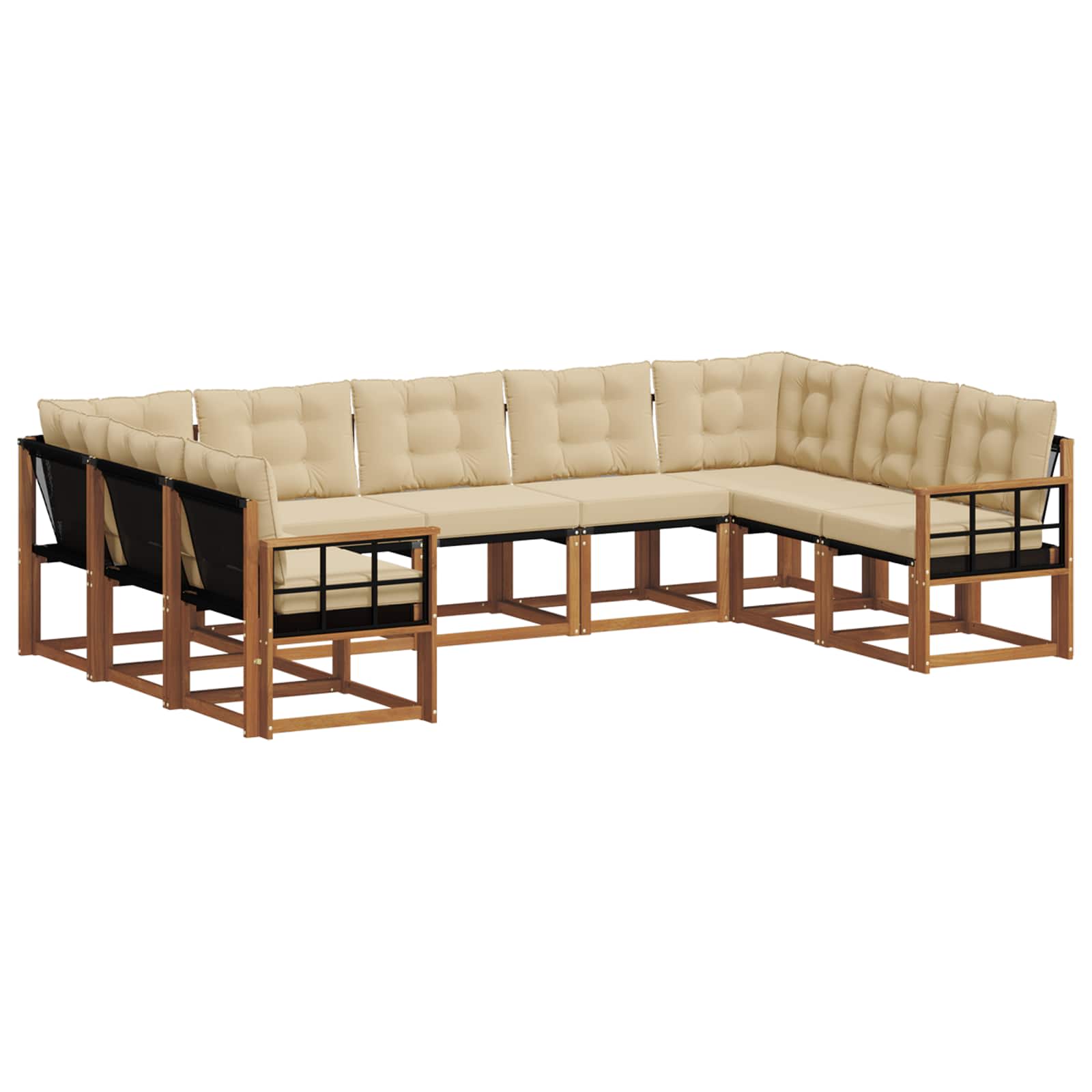 Set di divani da esterno con cuscino 9 pcs Naturale e Beige | homemem39