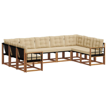 Set di divani da esterno con cuscino 9 pcs Naturale e Beige | homemem39