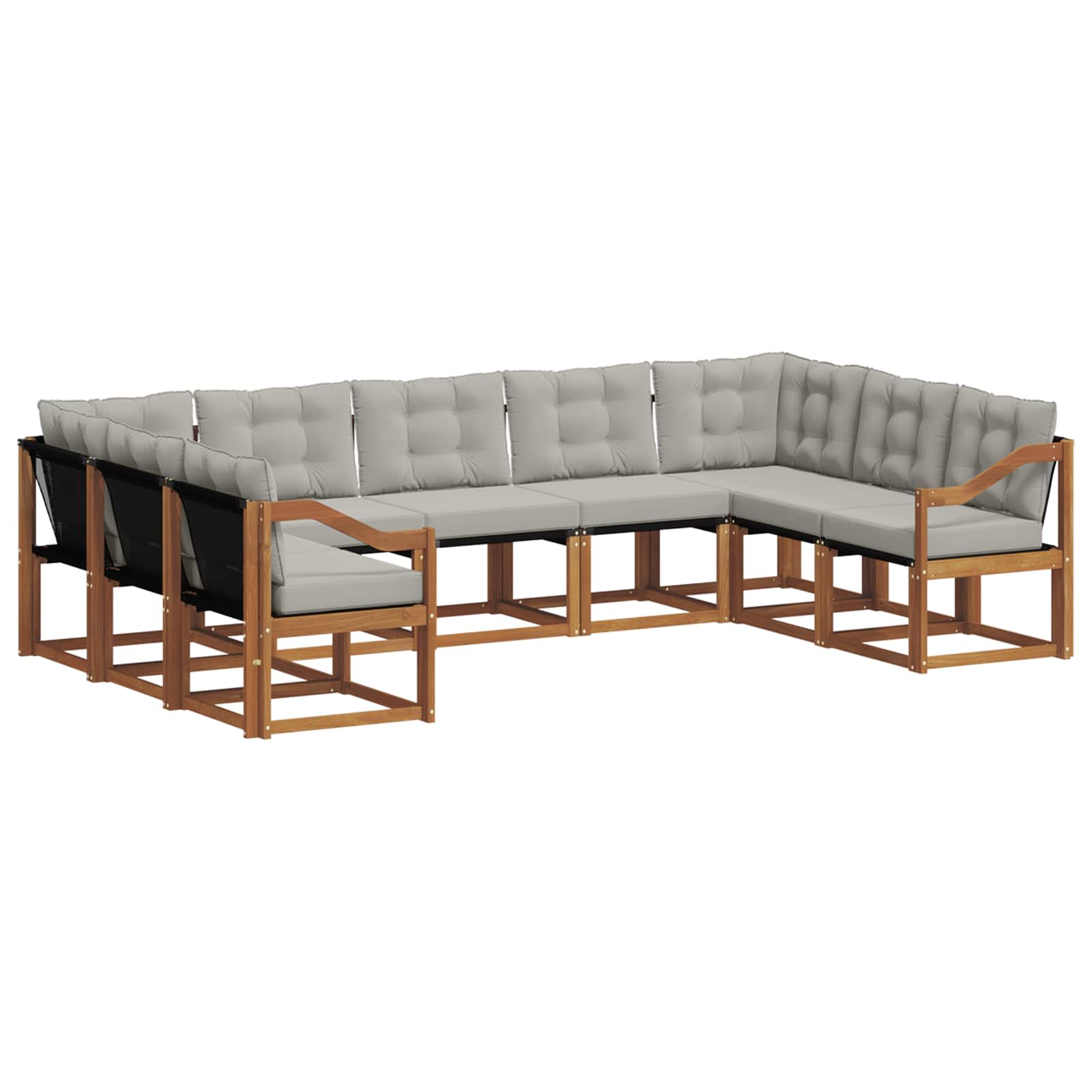 Set di divani da esterno 9 pcs Grigio Naturale e Chiaro | homemem39