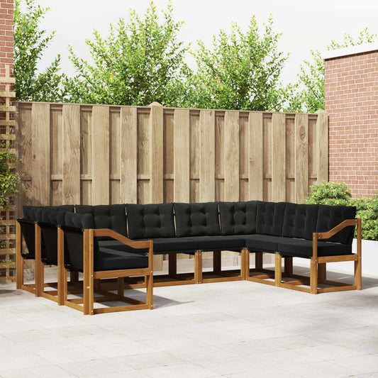Set di divani da esterno con cuscino 9 pcs Naturale e Nero | homemem39