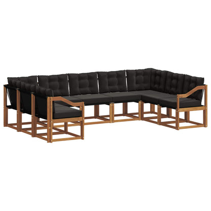 Set di divani da esterno con cuscino 9 pcs Naturale e Nero | homemem39