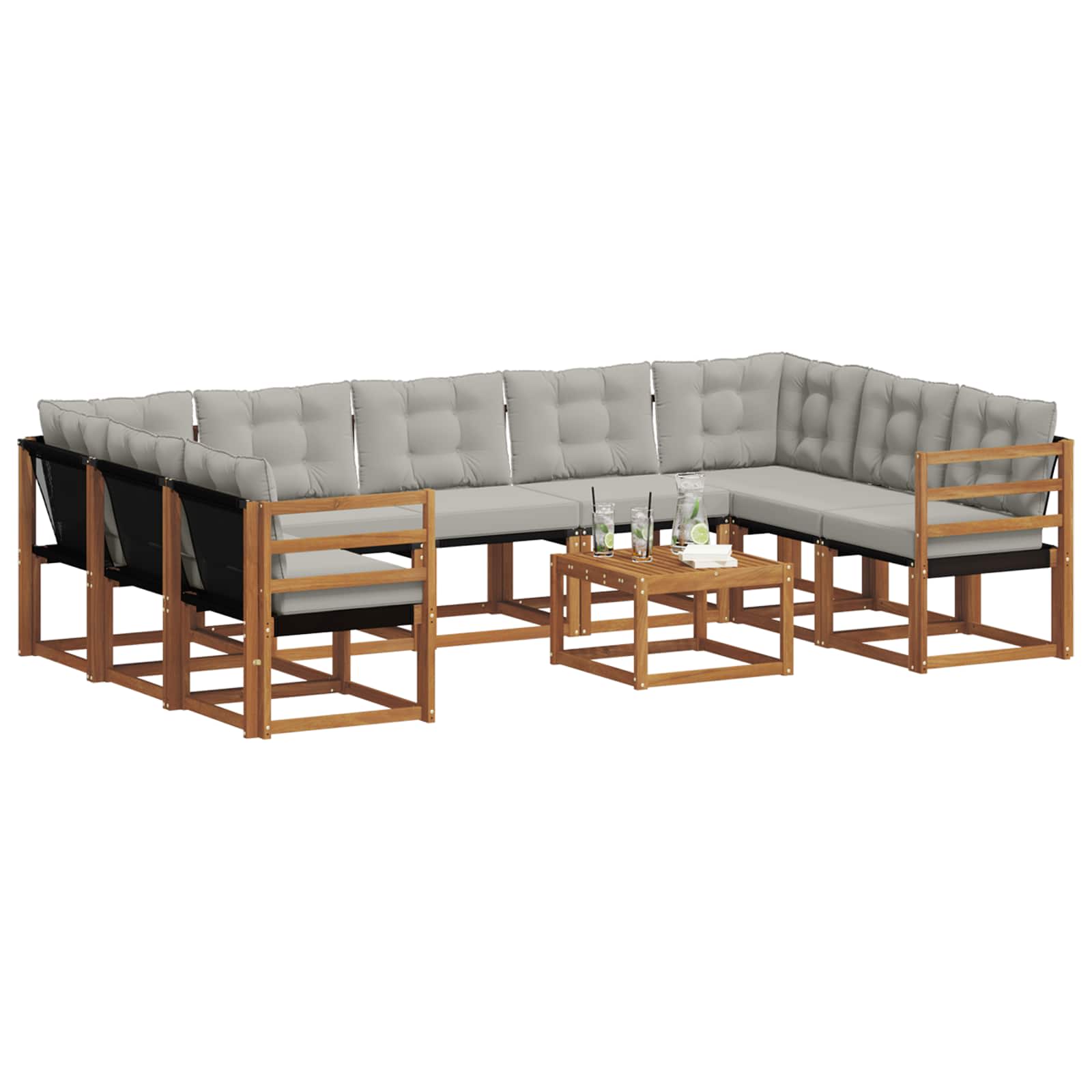 Set di divani da esterno 10 pcs Grigio Naturale e Chiaro | homemem39
