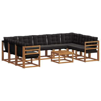 Set di divani da esterno con cuscino 10 pcs Naturale e Nero | homemem39
