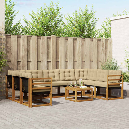 Set di divani da esterno con cuscino 10 pcs Naturale e Beige