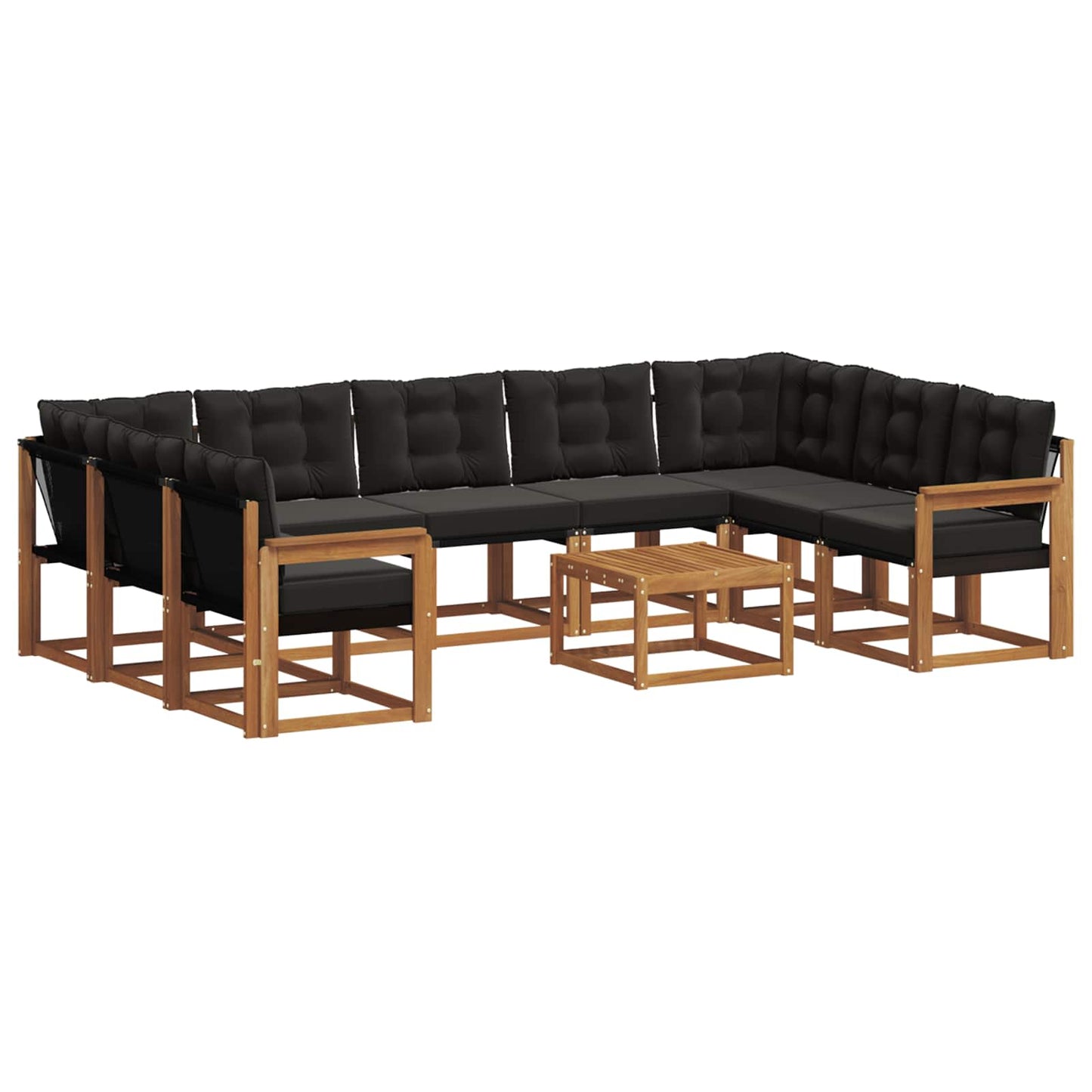 Set di divani da esterno con cuscino 10 pcs Naturale e Nero