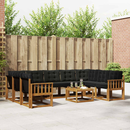 Set di divani da esterno con cuscino 10 pcs Naturale e Nero