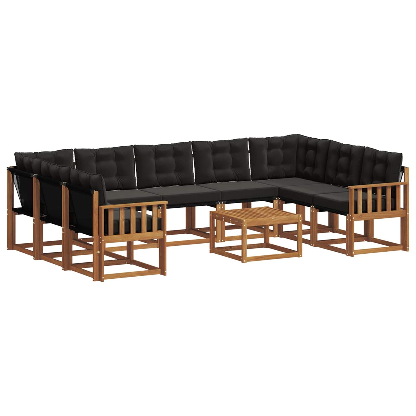 Set di divani da esterno con cuscino 10 pcs Naturale e Nero