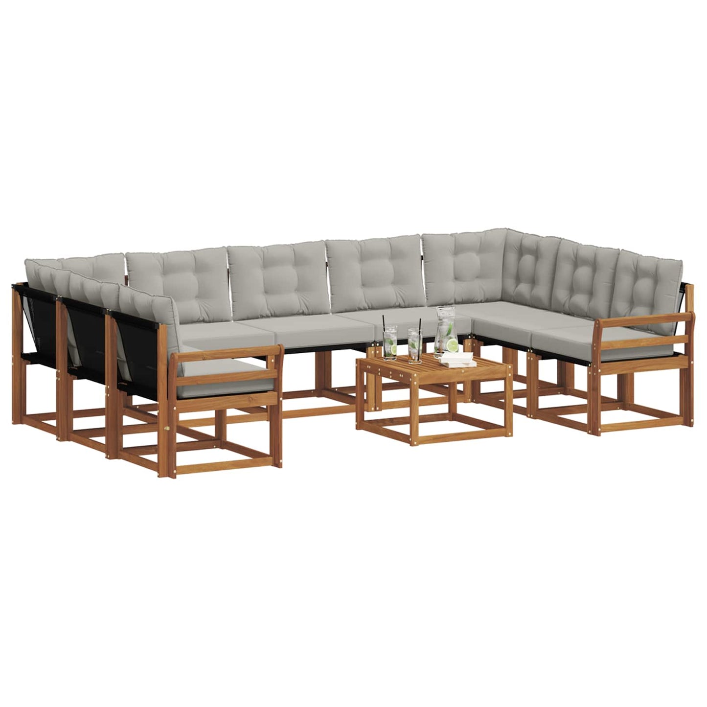 Set di divani da esterno 10 pcs Grigio Naturale e Chiaro | homemem39