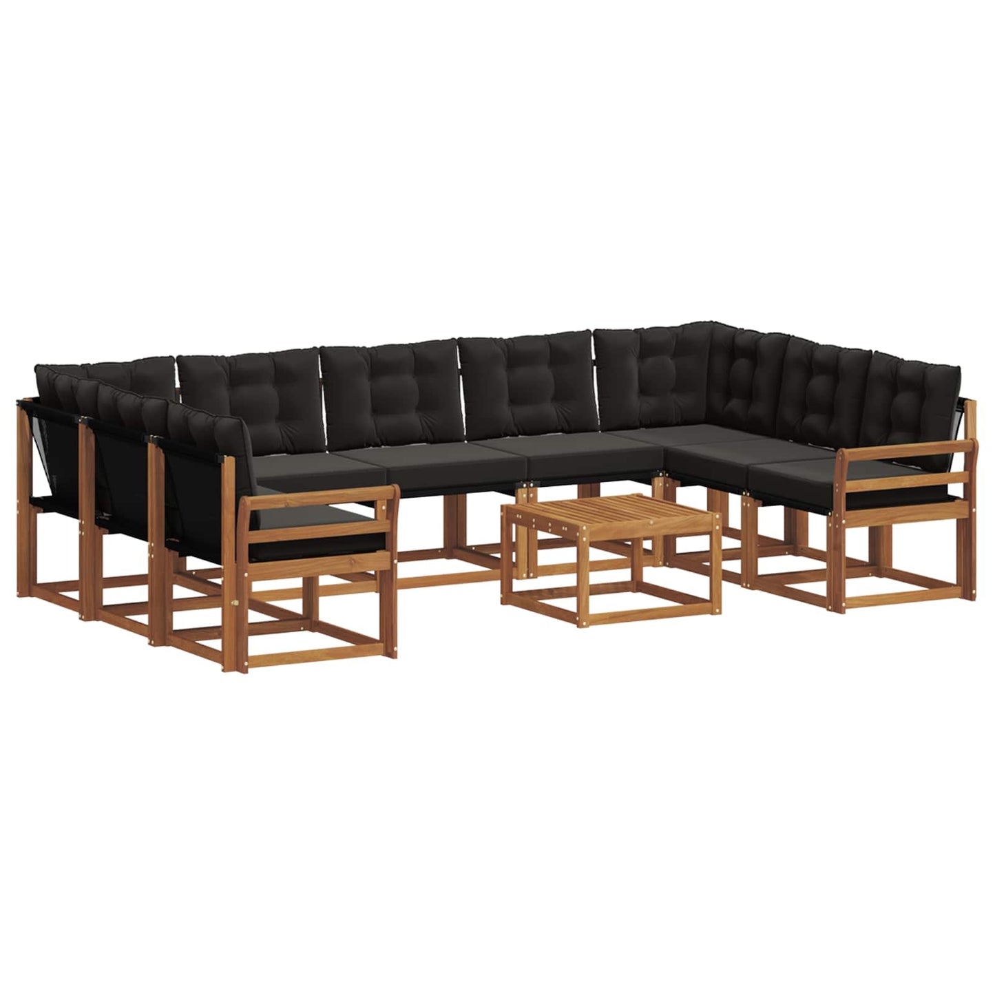 Set di divani da esterno con cuscino 10 pcs Naturale e Nero | homemem39