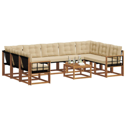 Set di divani da esterno con cuscino 10 pcs Naturale e Beige | homemem39