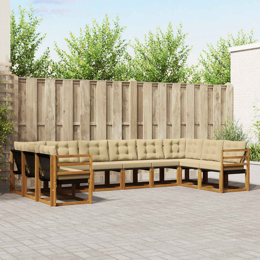 Set di divani da esterno con cuscino 10 pcs Naturale e Beige