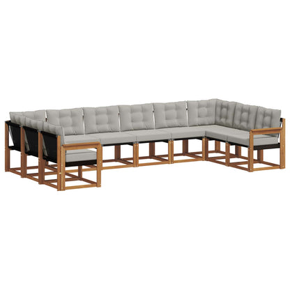 Set di divani da esterno 10 pcs Grigio Naturale e Chiaro | homemem39