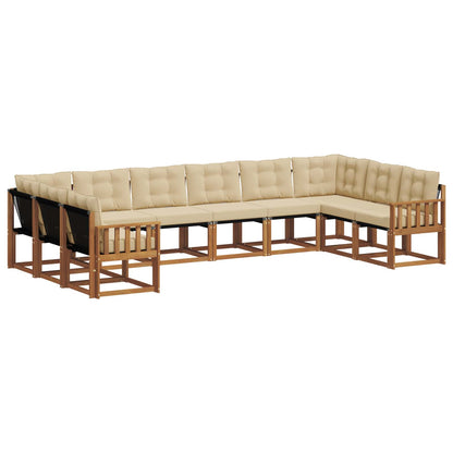 Set di divani da esterno con cuscino 10 pcs Naturale e Beige | homemem39