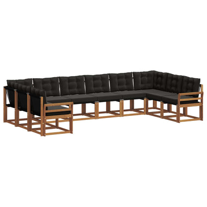 Set di divani da esterno con cuscino 10 pcs Naturale e Nero
